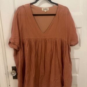 Orange/Brown oversized shirt dress